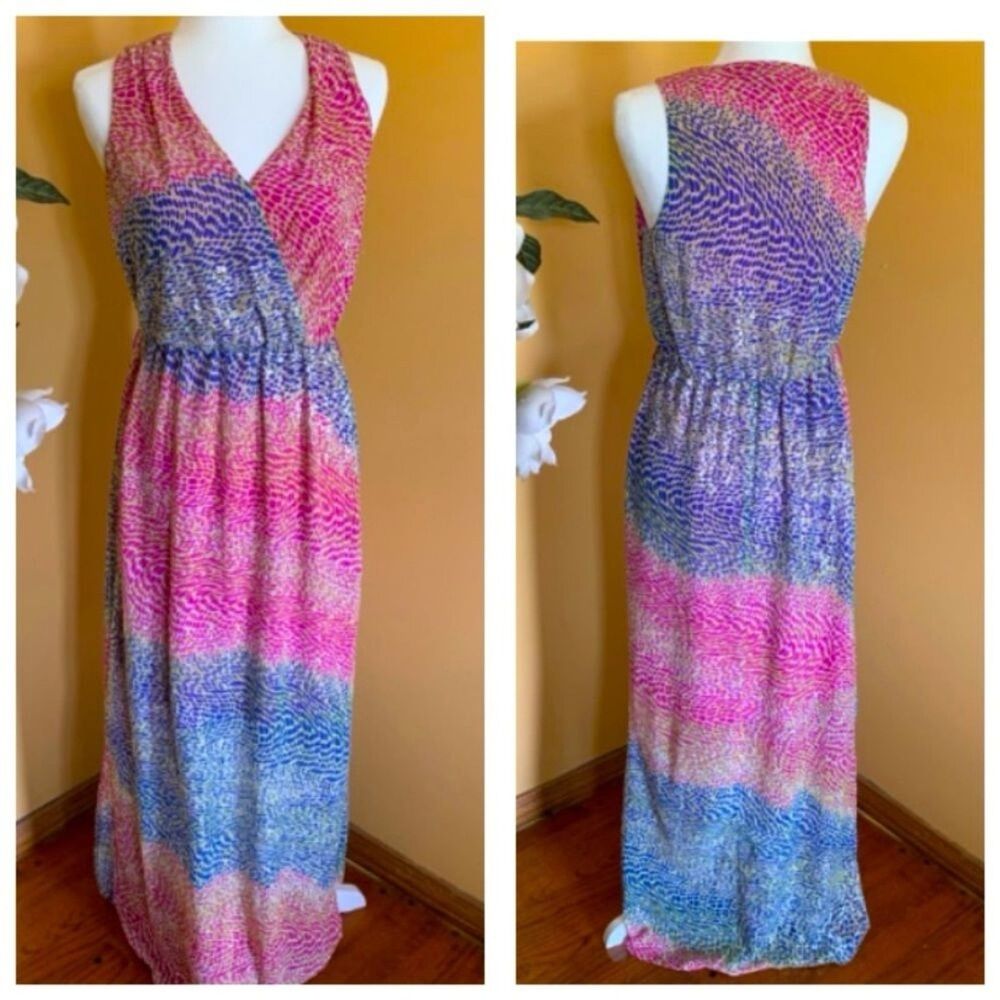 Charlie Jade Maxi Dress Multicolored Metallic Animal print Maxi Dress Size XS